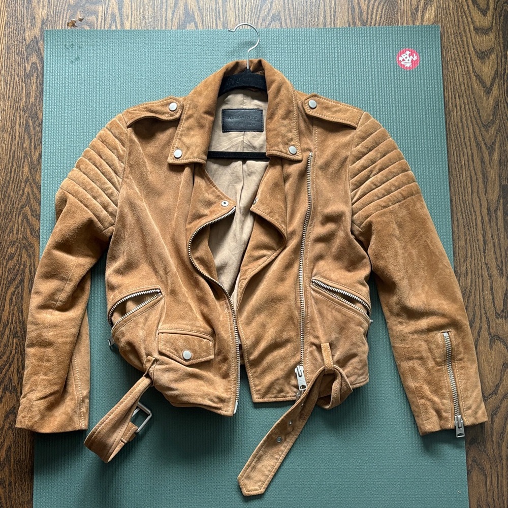 All Saints Brown Suede Biker Jacket